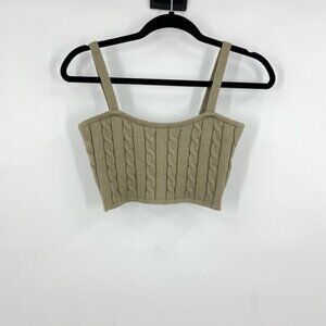 Altar'd State Cropped Tank Top S Tan Cable Knit Sweater Boho Preppy Y2K